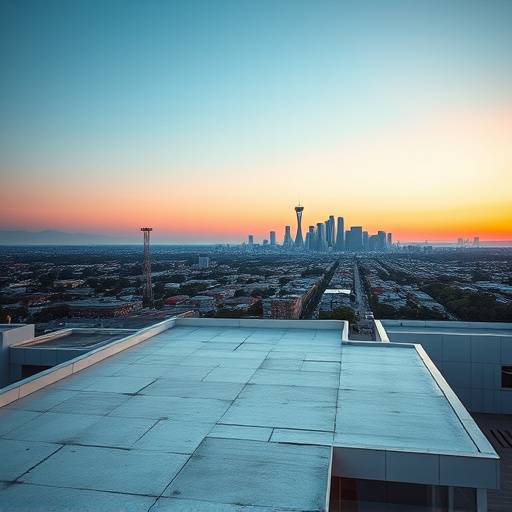 Downtown Los Angeles Rooftop - Modern rooftop with city skyline backdrop