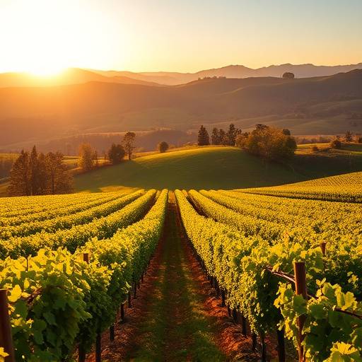 Napa Valley Vineyard - Rolling hills covered in lush grapevines